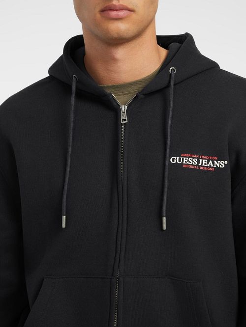 Guess American Tradition Zip-Up Hoodie Negrii | GUESS-SN30992