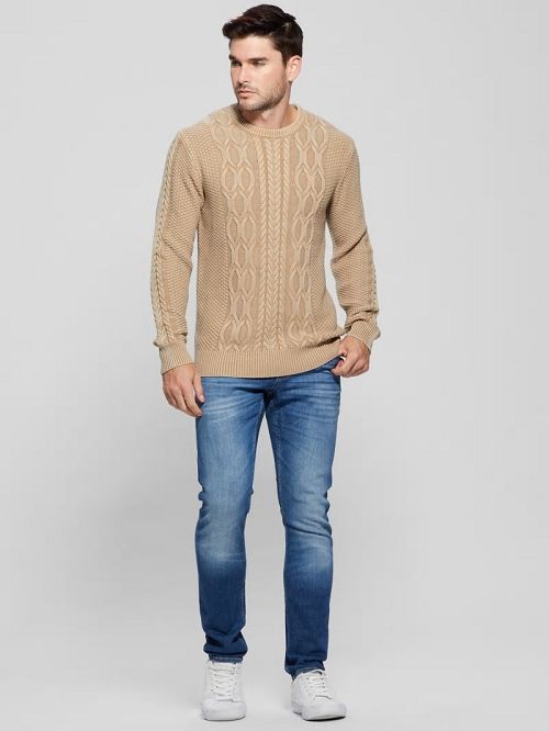 Guess Andy Cable Acid Wash Sweater Bej | GUESS-SN30897