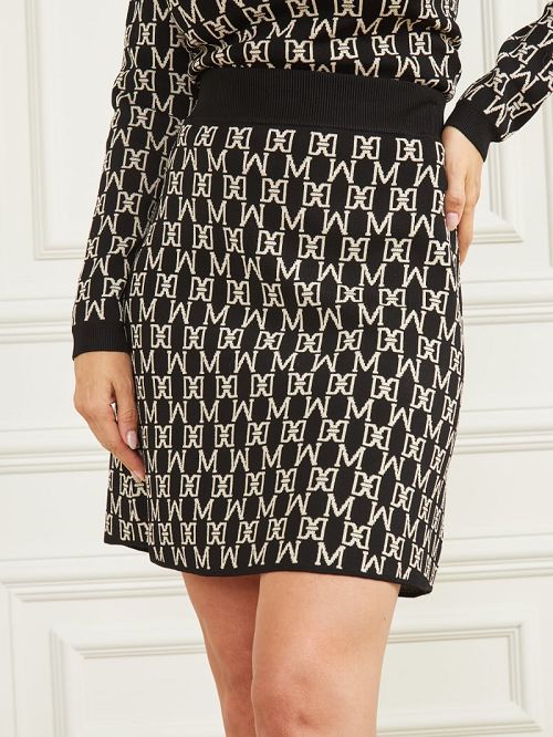 Guess Angelina Jacquard Skirt Negrii | GUESS-SN28139
