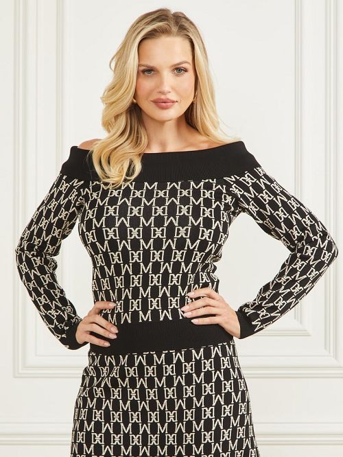 Guess Angelina Off-the-Shoulder Top Negrii | GUESS-SN27413