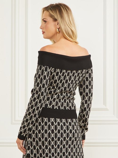 Guess Angelina Off-the-Shoulder Top Negrii | GUESS-SN27413