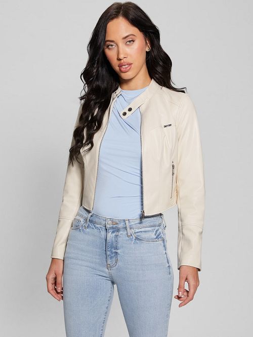 Guess Anita Moto Jacket Albi | GUESS-SN28058