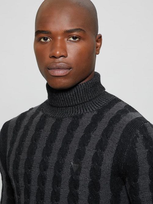 Guess Arkell Turtleneck Cable Sweater Negrii | GUESS-SN30896