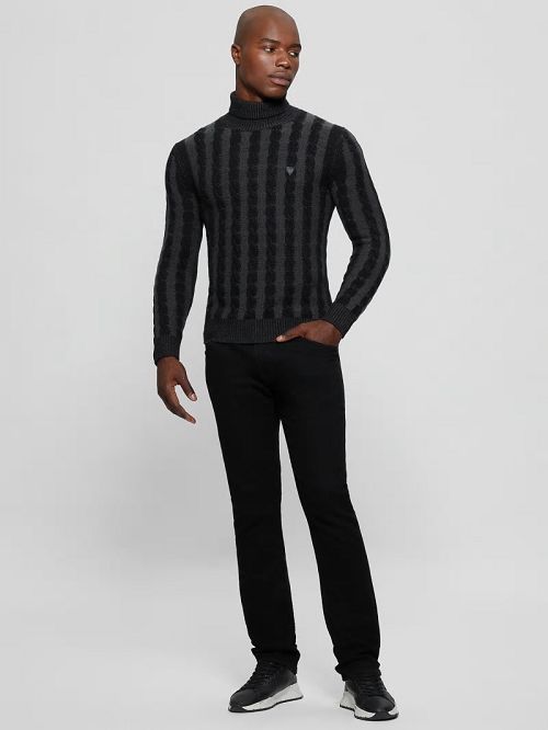 Guess Arkell Turtleneck Cable Sweater Negrii | GUESS-SN30896