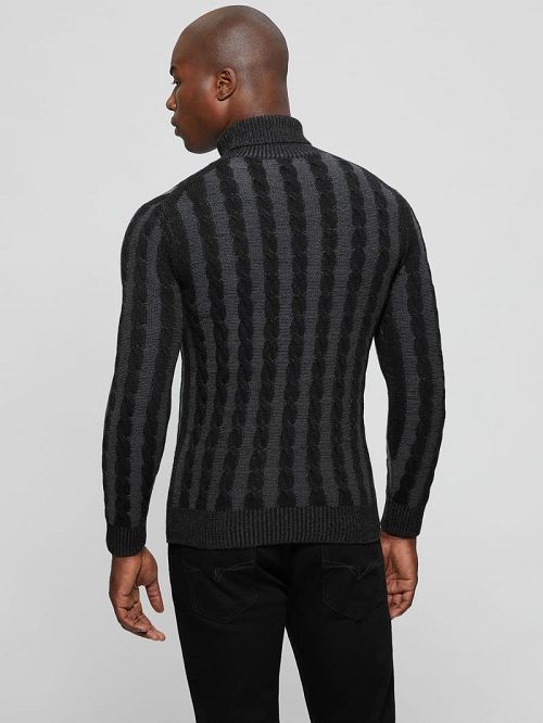 Guess Arkell Turtleneck Cable Sweater Negrii | GUESS-SN30896