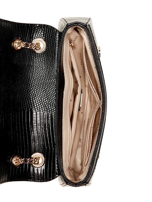 Guess Arlena Lizard Convertible Crossbody Negrii | GUESS-SN28929