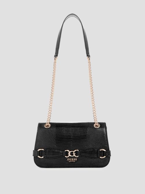 Guess Arlena Lizard Convertible Crossbody Negrii | GUESS-SN28929