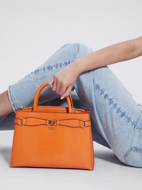 Guess Arlena Lizard Girlfriend Satchel Portocalii | GUESS-SN28920