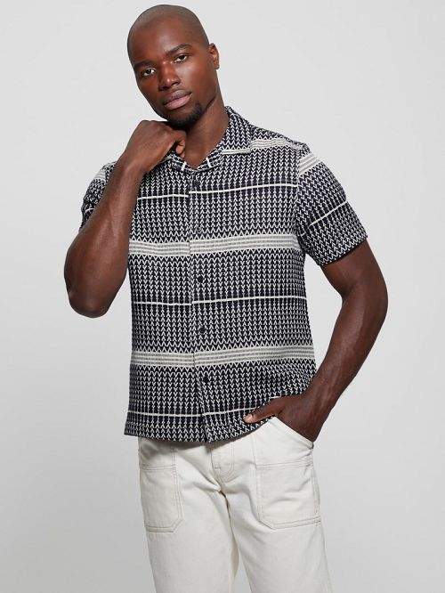 Guess Arrow Jacquard Shirt Albastri | GUESS-SN31295