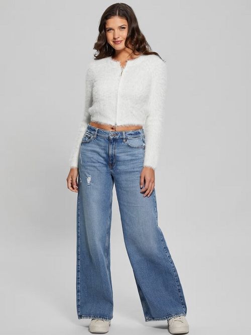 Guess Avery Dual-Zip Cardigan Albi | GUESS-SN27803