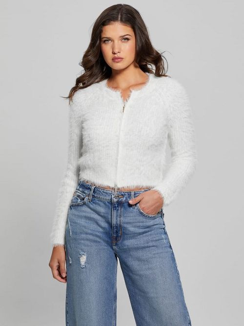 Guess Avery Dual-Zip Cardigan Albi | GUESS-SN27803