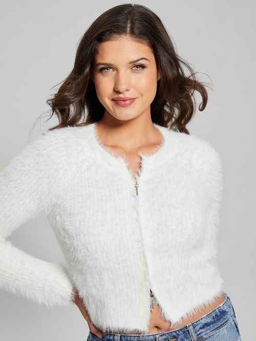 Guess Avery Dual-Zip Cardigan Albi | GUESS-SN27803
