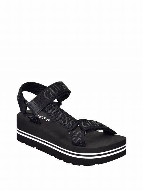 Guess Avin Platform Sport Sandals Negrii | GUESS-SN29665