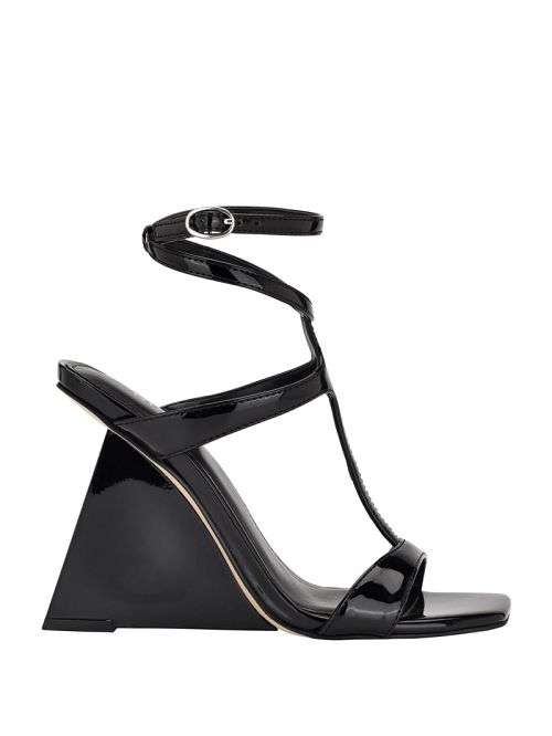 Guess Bacio T-Strap Wedge Heels Negrii | GUESS-SN29705
