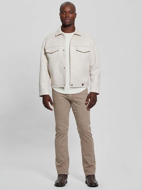 Guess Baldwin Faux-Suede Trucker Jacket Bej | GUESS-SN30862