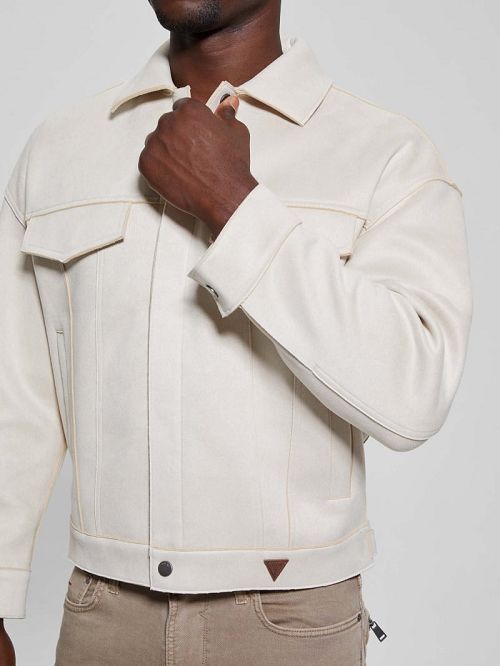Guess Baldwin Faux-Suede Trucker Jacket Bej | GUESS-SN30862
