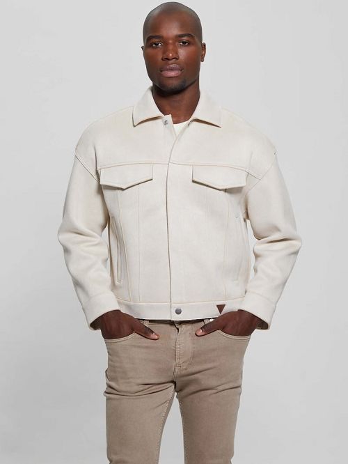 Guess Baldwin Faux-Suede Trucker Jacket Bej | GUESS-SN30862