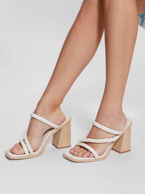 Guess Barper Strappy Wooden Heel Sandals Albi | GUESS-SN29605