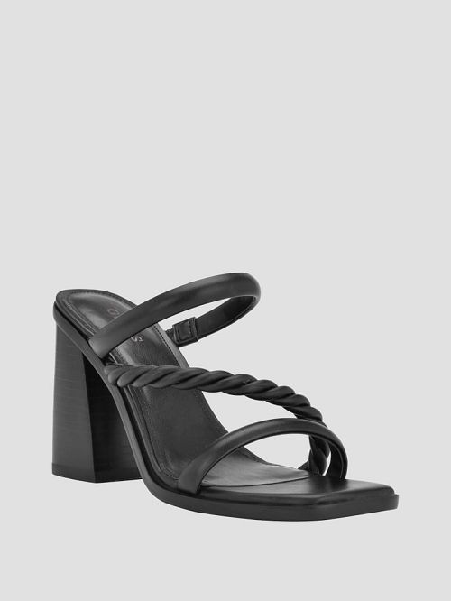 Guess Barper Strappy Wooden Heel Sandals Negrii | GUESS-SN29668