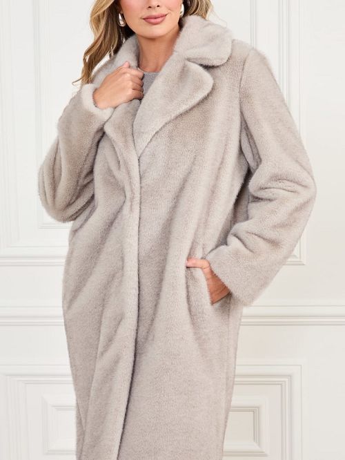 Guess Bianca Faux-Fur Coat Gri | GUESS-SN27913