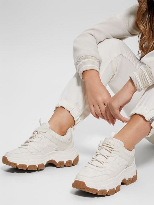 Guess Bisun Signature Peony Sneakers Albi | GUESS-SN29575