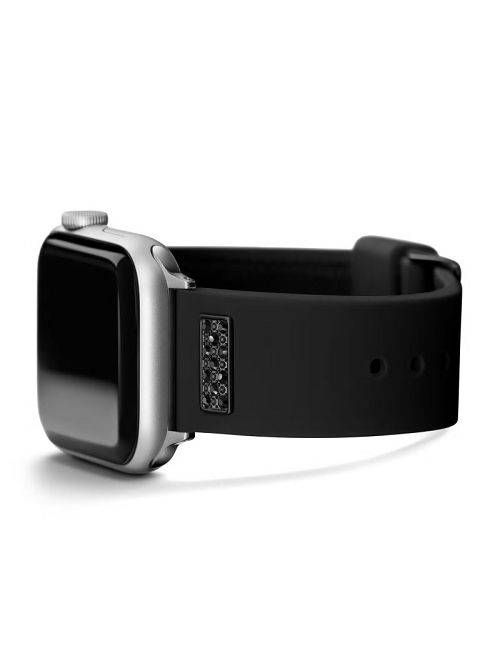 Guess Black Rhinestone and Silicone 42-45 mm Band for Apple Watch® Negrii | GUESS-SN31628