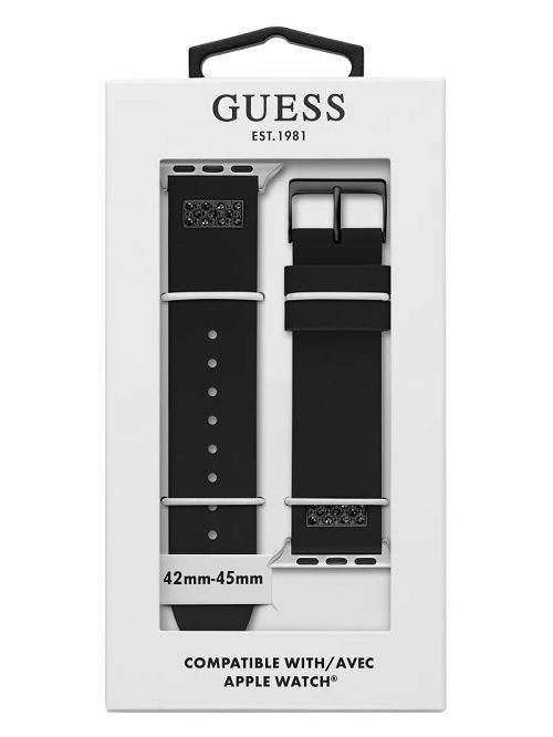 Guess Black Rhinestone and Silicone 42-45 mm Band for Apple Watch® Negrii | GUESS-SN31628