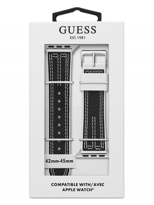 Guess Black and White Woven 42-45 mm Band for Apple Watch® Negrii | GUESS-SN31617