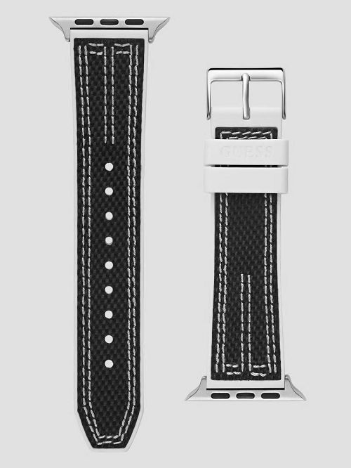 Guess Black and White Woven 42-45 mm Band for Apple Watch® Negrii | GUESS-SN31617