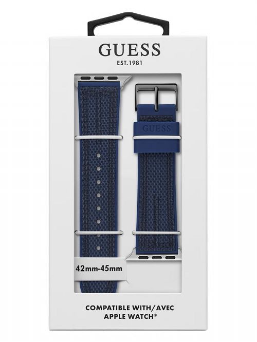 Guess Blue and Black Woven 42-45 mm Band for Apple Watch® Gri | GUESS-SN31630