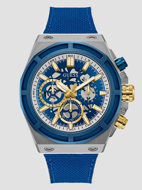 Guess Blue and Silver-Tone Chronograph Watch Aurii | GUESS-SN31675