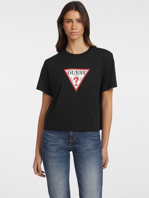 Guess Boxy Iconic Tee Negrii | GUESS-SN27086