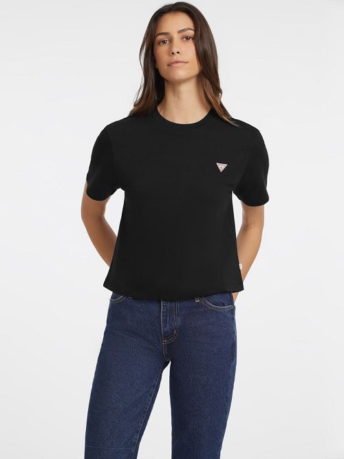 Guess Boxy Mini Triangle Tee Negrii | GUESS-SN27317