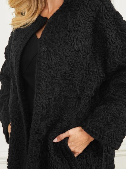 Guess Braid Wool-Blend Coat Negrii | GUESS-SN27885