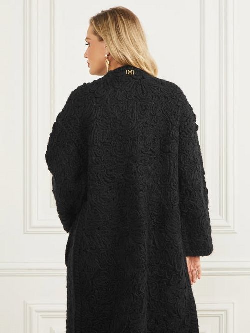 Guess Braid Wool-Blend Coat Negrii | GUESS-SN27885