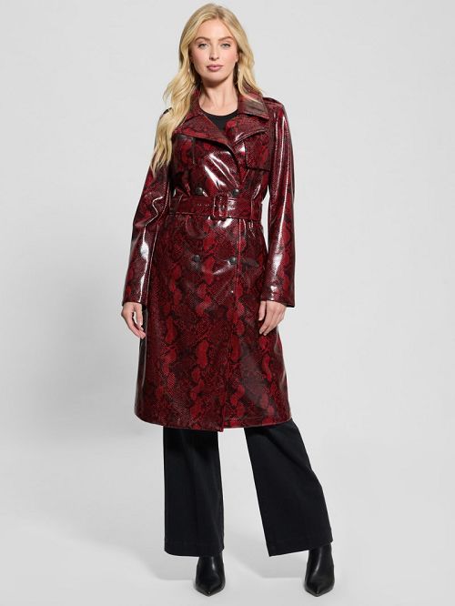 Guess Briana Faux-Leather Trench Coat Rosii | GUESS-SN27995