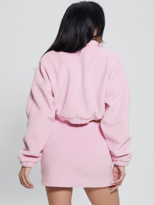 Guess Bunny Patch Sherpa Fleece Zip Jacket Roz | GUESS-SN27719