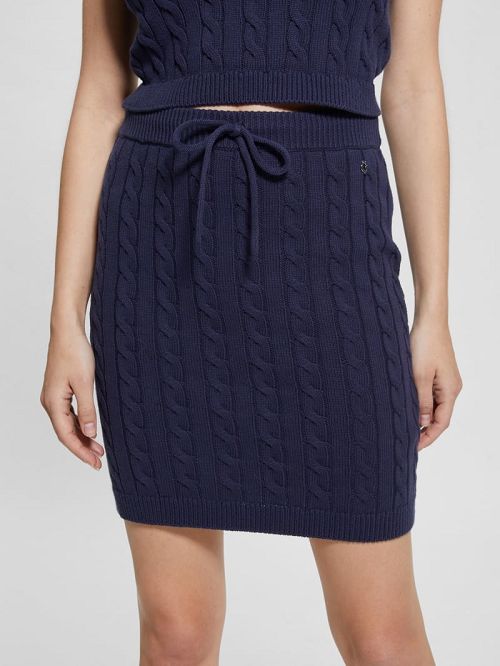 Guess Cable-Knit Mini Sweater Skirt Albastri | GUESS-SN28143