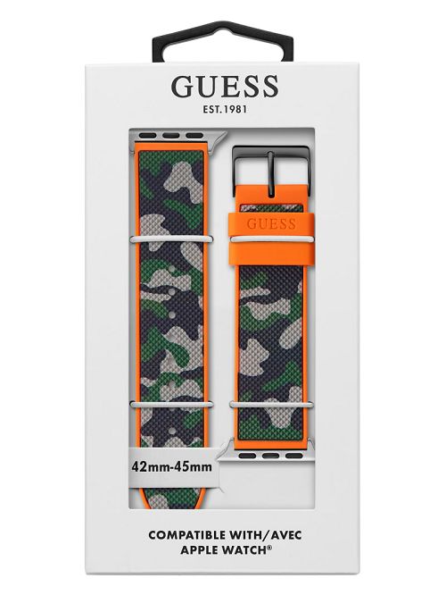 Guess Camo and Orange Silicone 42-45 mm Band for Apple Watch® Verzi | GUESS-SN31631