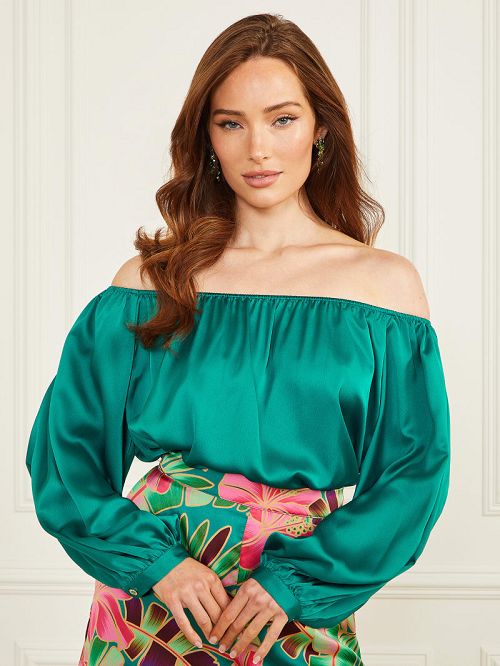 Guess Candice Off-the-Shoulder Top Verzi | GUESS-SN27188