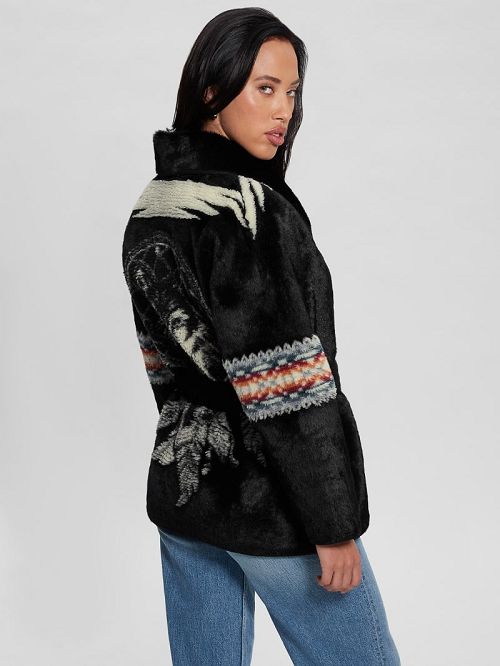 Guess Carlotta Faux-Fur Wrap Jacket Negrii | GUESS-SN27957