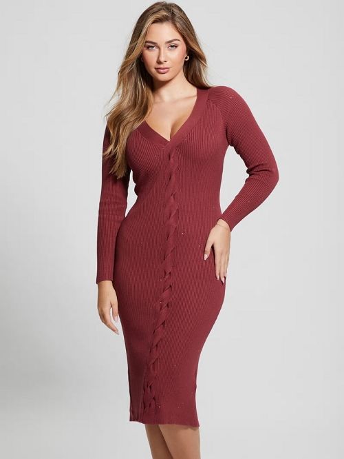 Guess Celia Sequin Sweater Dress Rosii | GUESS-SN26860