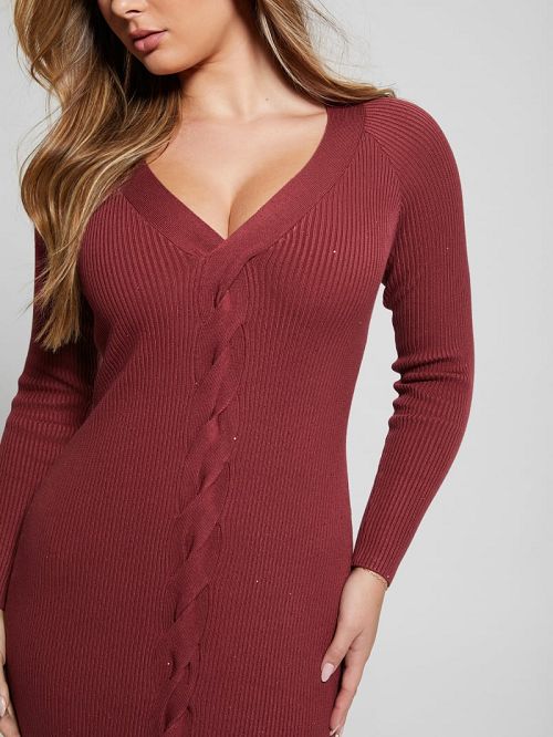 Guess Celia Sequin Sweater Dress Rosii | GUESS-SN26860