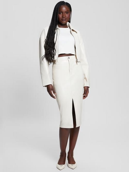 Guess Celine Faux-Leather Skirt Albi | GUESS-SN28148