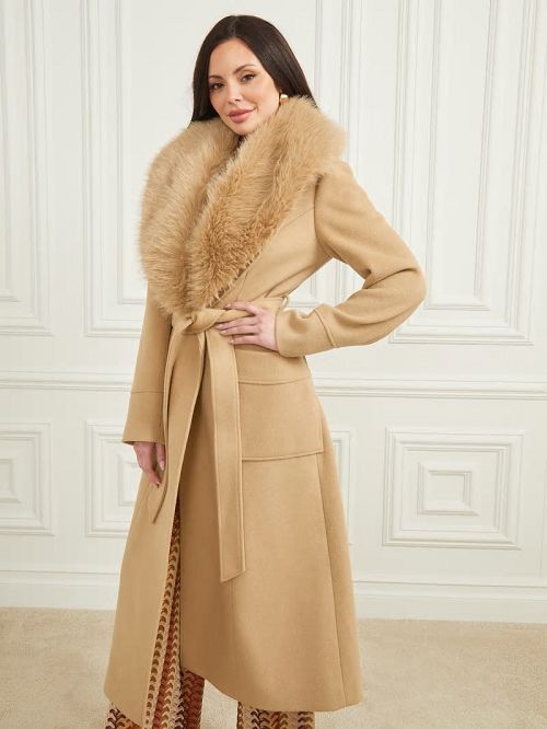 Guess Charlize Wool-Blend Coat Bej | GUESS-SN27953