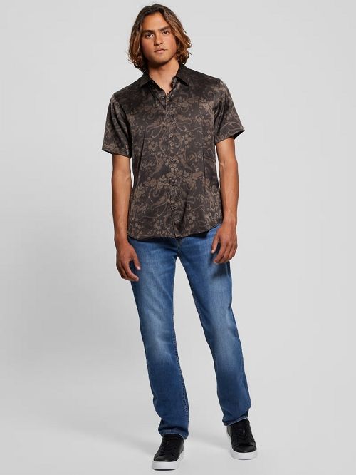 Guess Charm Decorative Floral Shirt Negrii | GUESS-SN31284