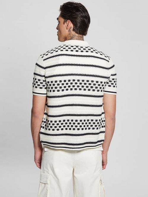 Guess Checker Stripe Slater Shirt Negrii Albi | GUESS-SN31276