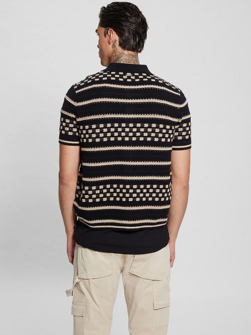 Guess Checker Stripe Slater Shirt Negrii | GUESS-SN31278