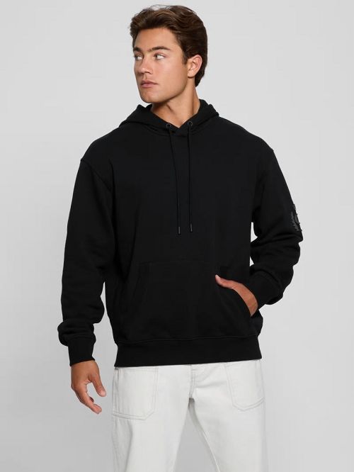 Guess Chenille Logo Hoodie Negrii | GUESS-SN31039