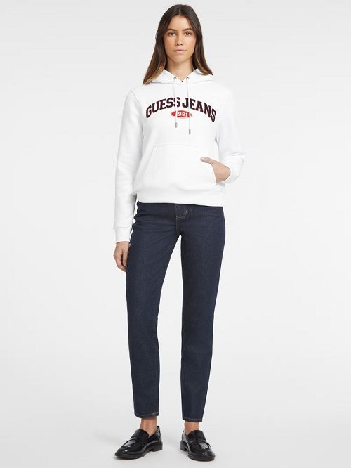 Guess Chenille Logo Patch Hoodie Albi | GUESS-SN27662